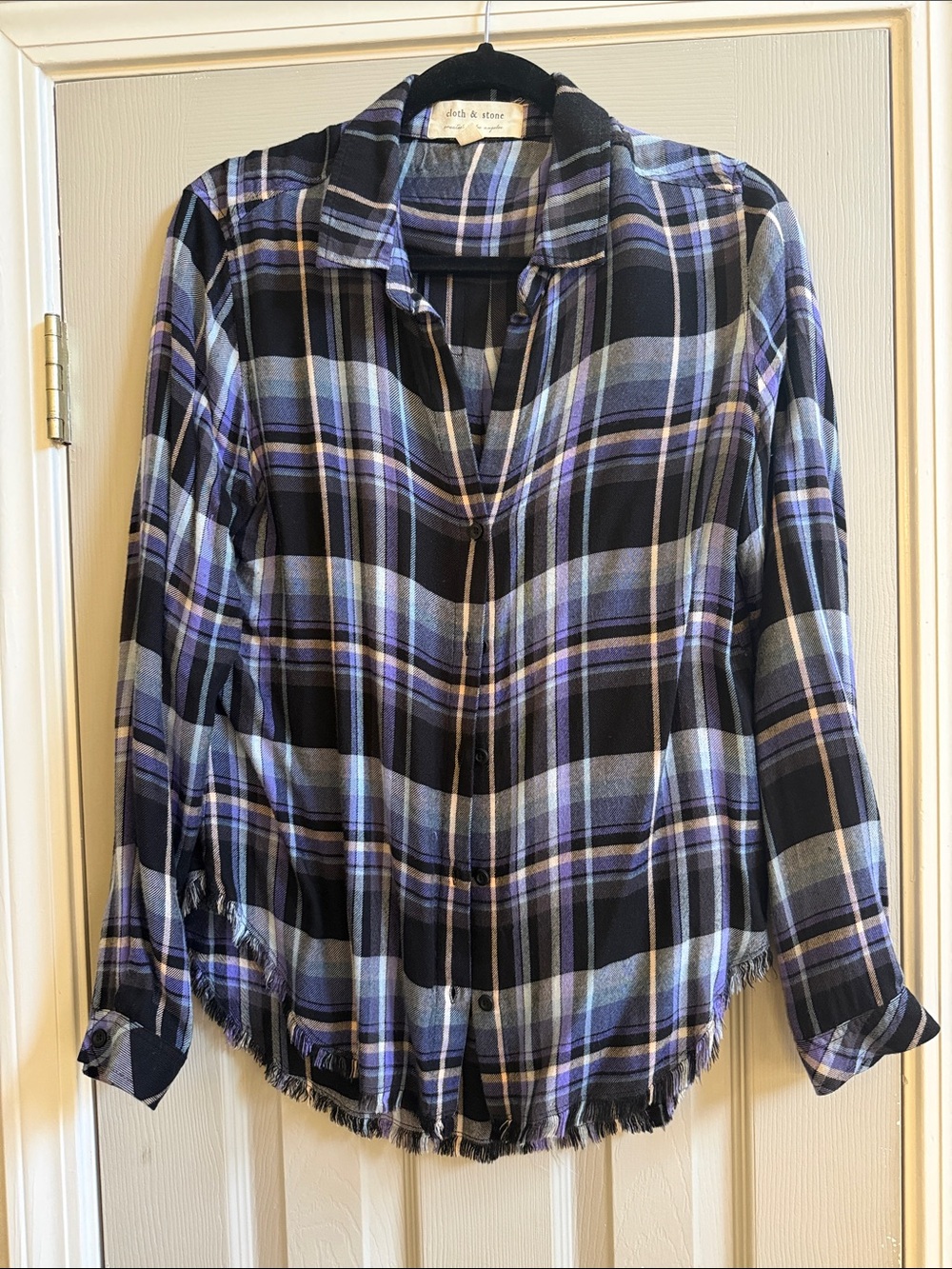cloth & stone Black and Blue Plaid Button-Down Shirt